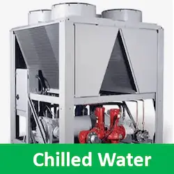 Outdoor industrial water chiller unit during a chemical treatment service check.