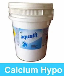 A sealed drum of granular calcium hypochlorite 70% on display for industrial water treatment and disinfection.