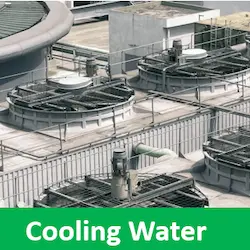 Top view of industrial cooling tower water treatment
