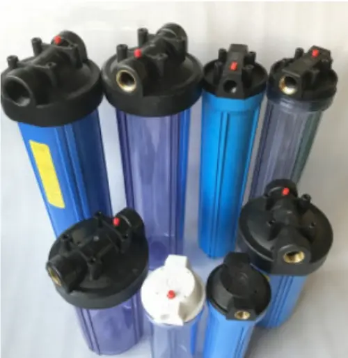 PVCc single cartridge filter housings displayed side by side in different sizes.