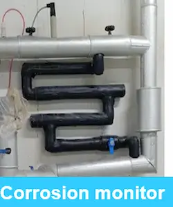 Industrial corrosion coupon rack installation with bypass piping assembly for corrosion monitoring